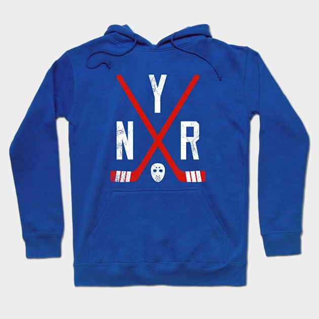 NYR Retro Sticks - Blue Hoodie by KFig21